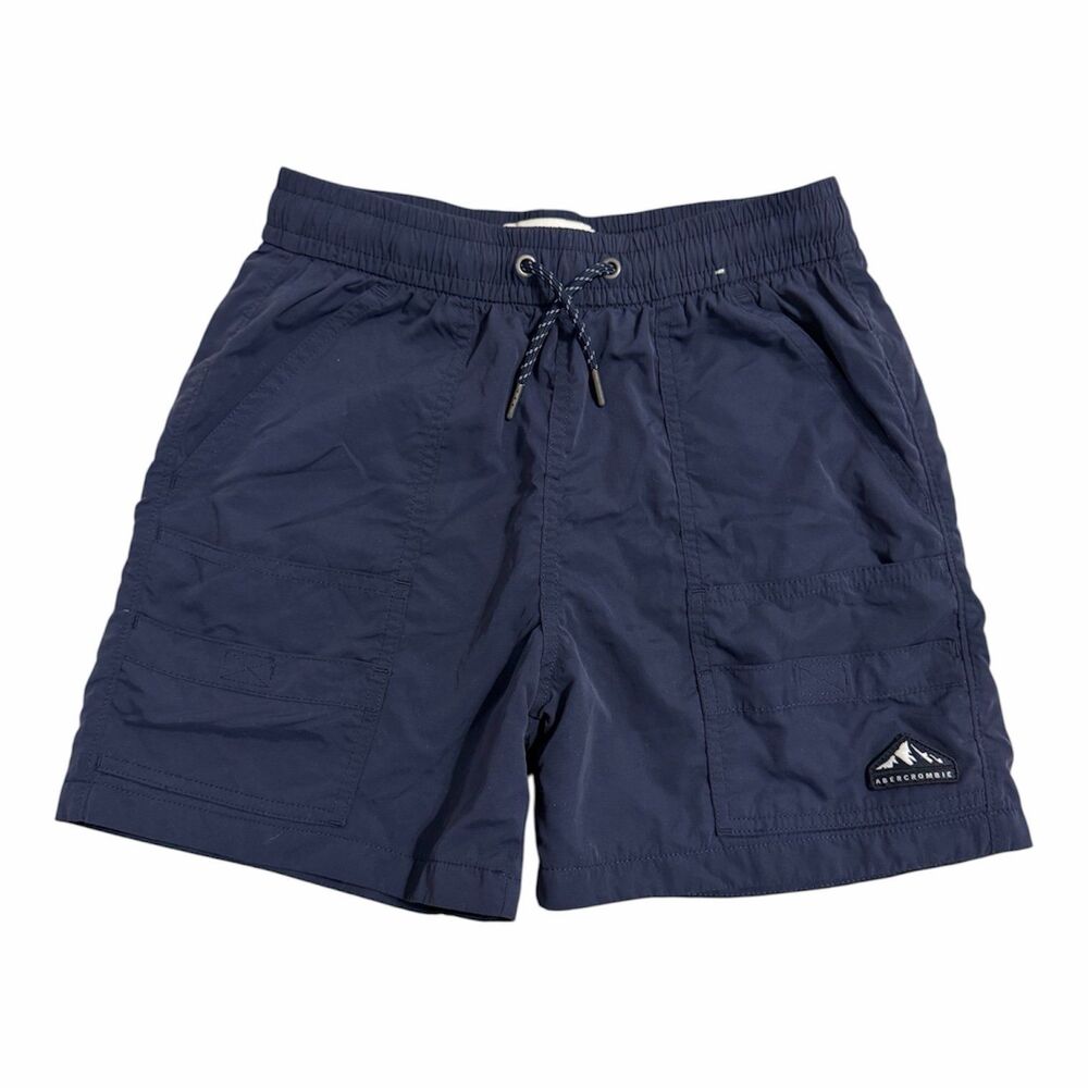 Abercrombie Kids Boys Swim Trunks Size 11/12 Navy Blue Mountain Patch EUC